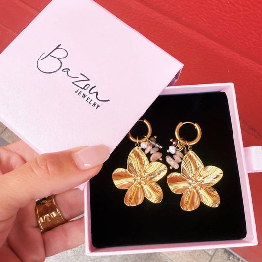 CHARMING BLOOM | Boucles d'oreilles créoles florales en or