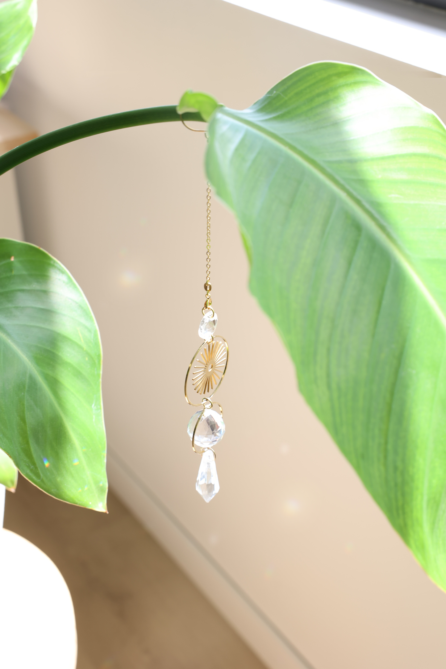 SUNRISE | Handmade suncatcher with glass crystal & golden sun