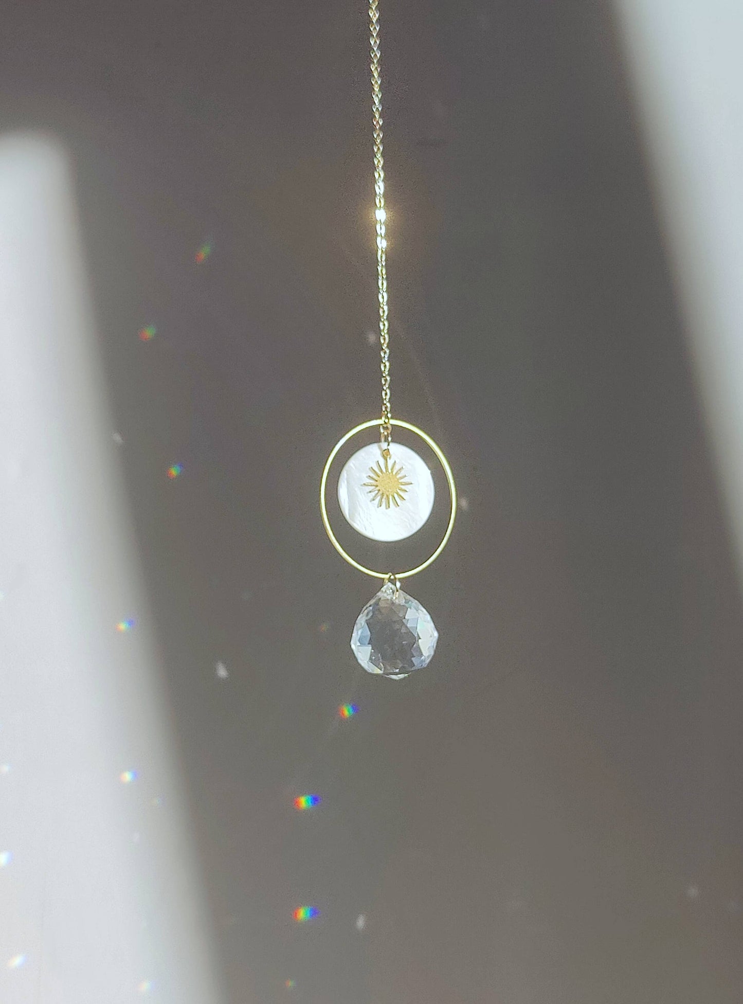 SOLAR | Handmade suncatcher made of glass crystal & mother of pearl