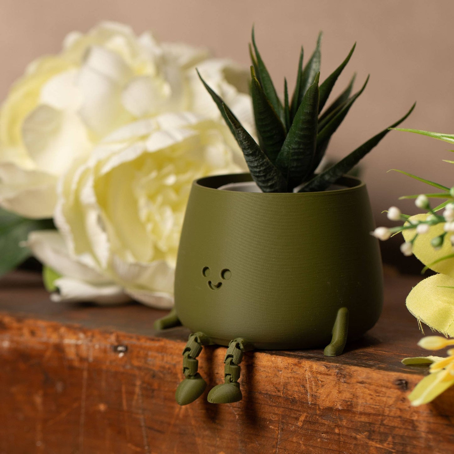 HAPPY POT MATTE GREEN | Flowerpot with feet from the 3D printer