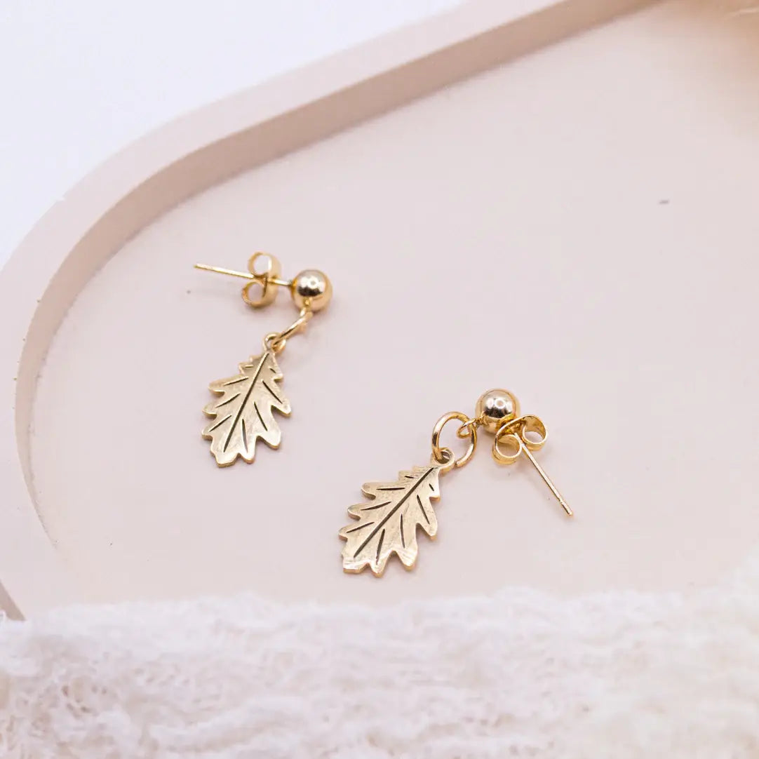 EICHENBLATT OHRRINGE | GOLD