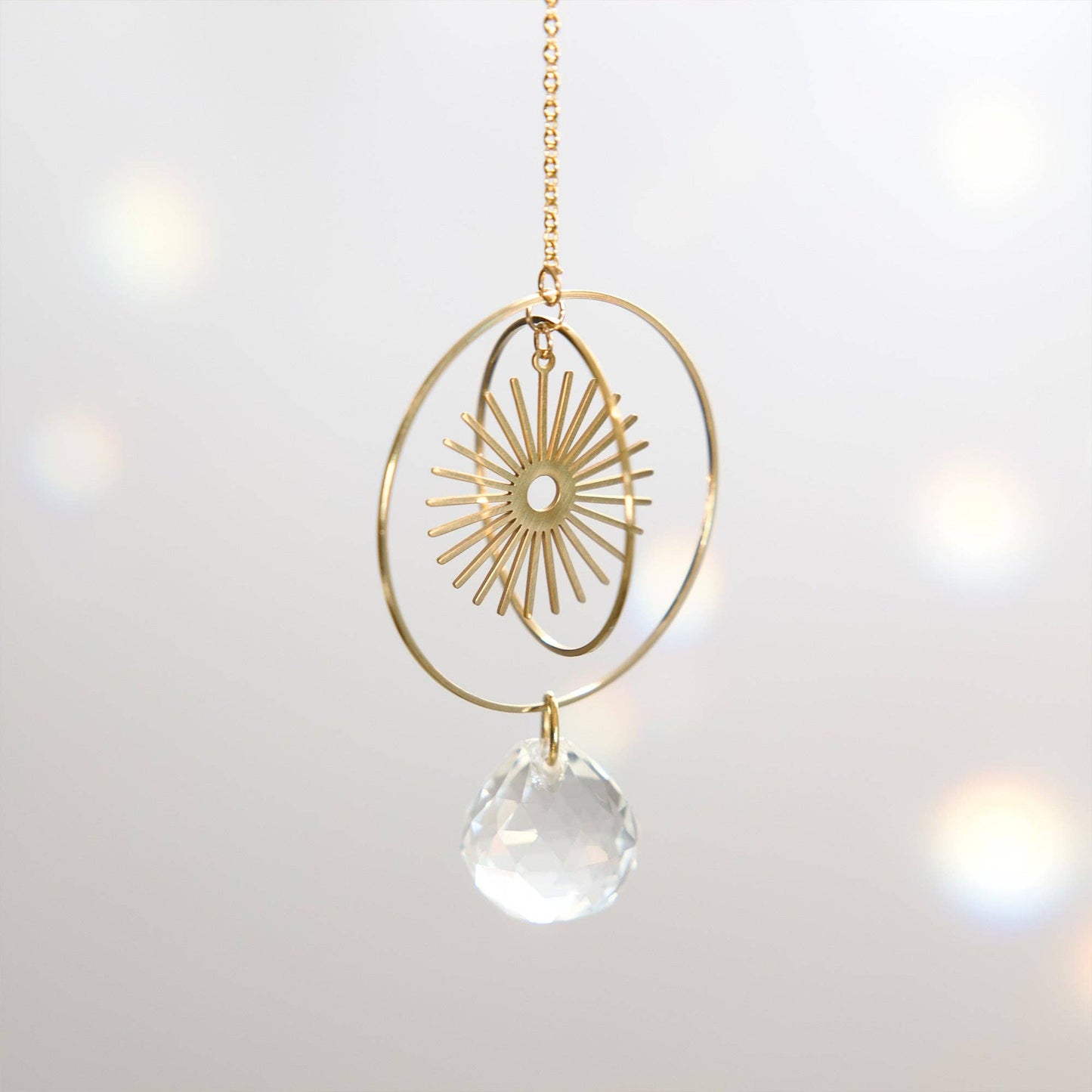 BLISS | Handgemachter Suncatcher mit Glaskristall & goldener Sonne
