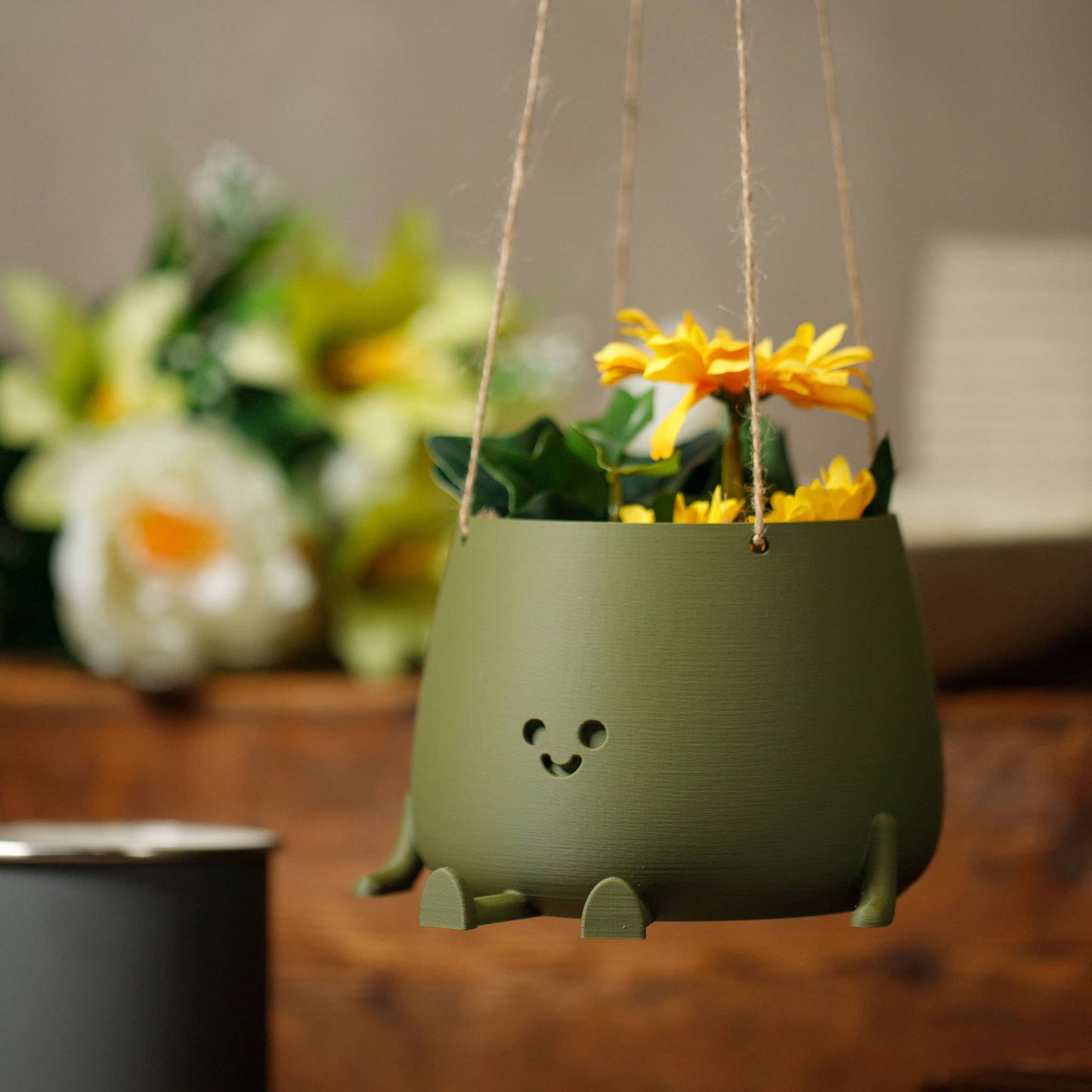 HAPPY POT MATTGRÜN | Blumenampel aus dem 3D Drucker
