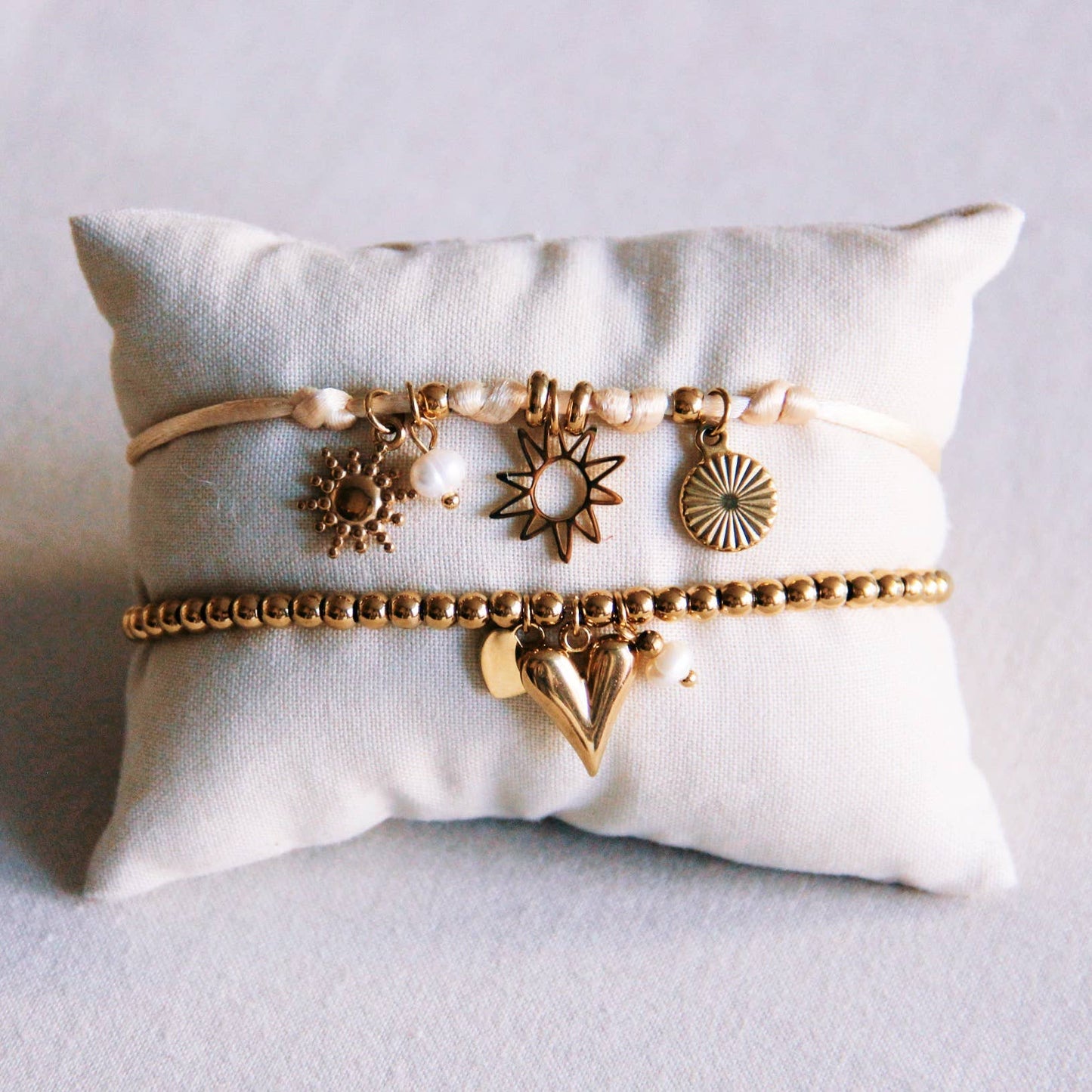 HEART & SOUL | Bracelet with heart and pearl in gold