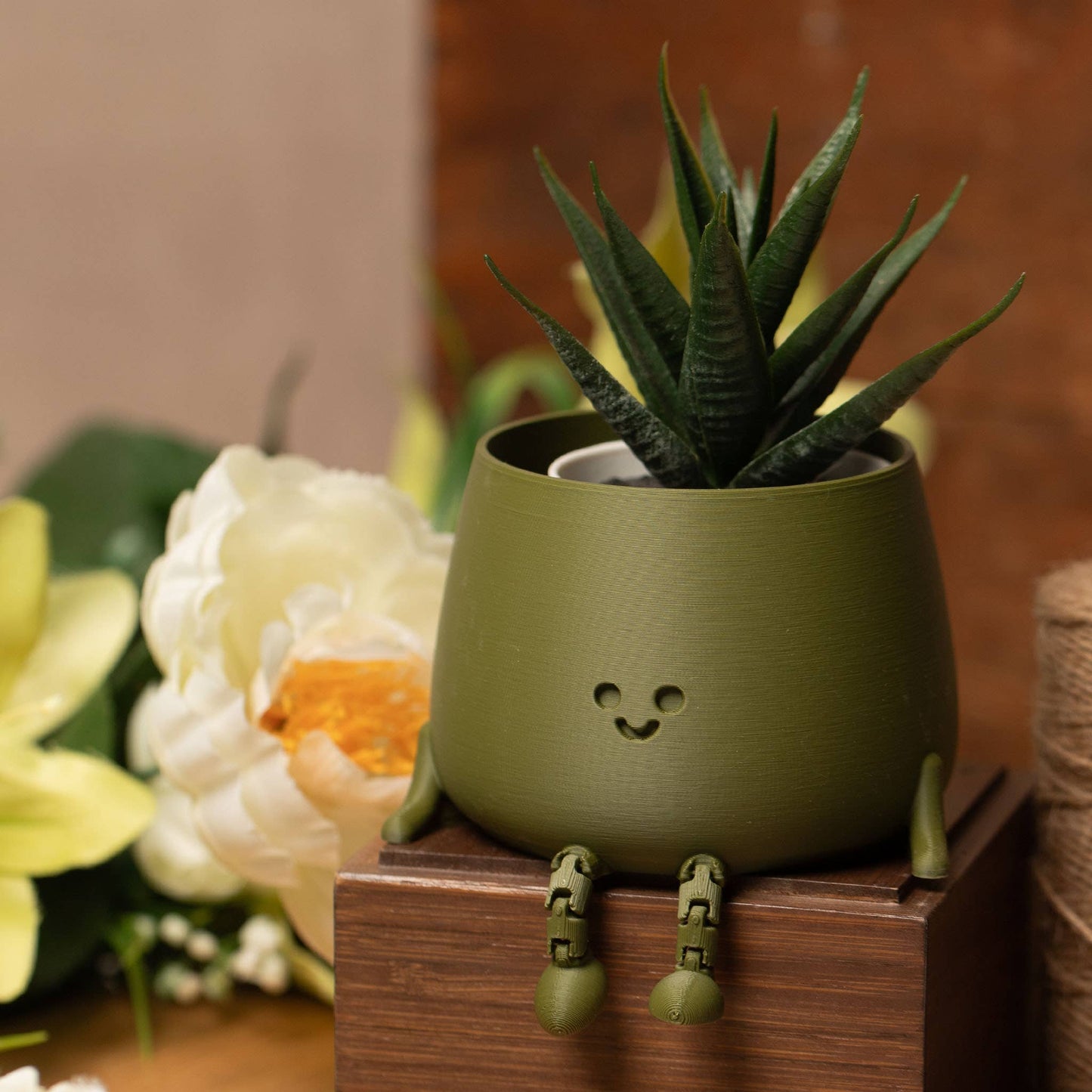 HAPPY POT MATTE GREEN | Flowerpot with feet from the 3D printer