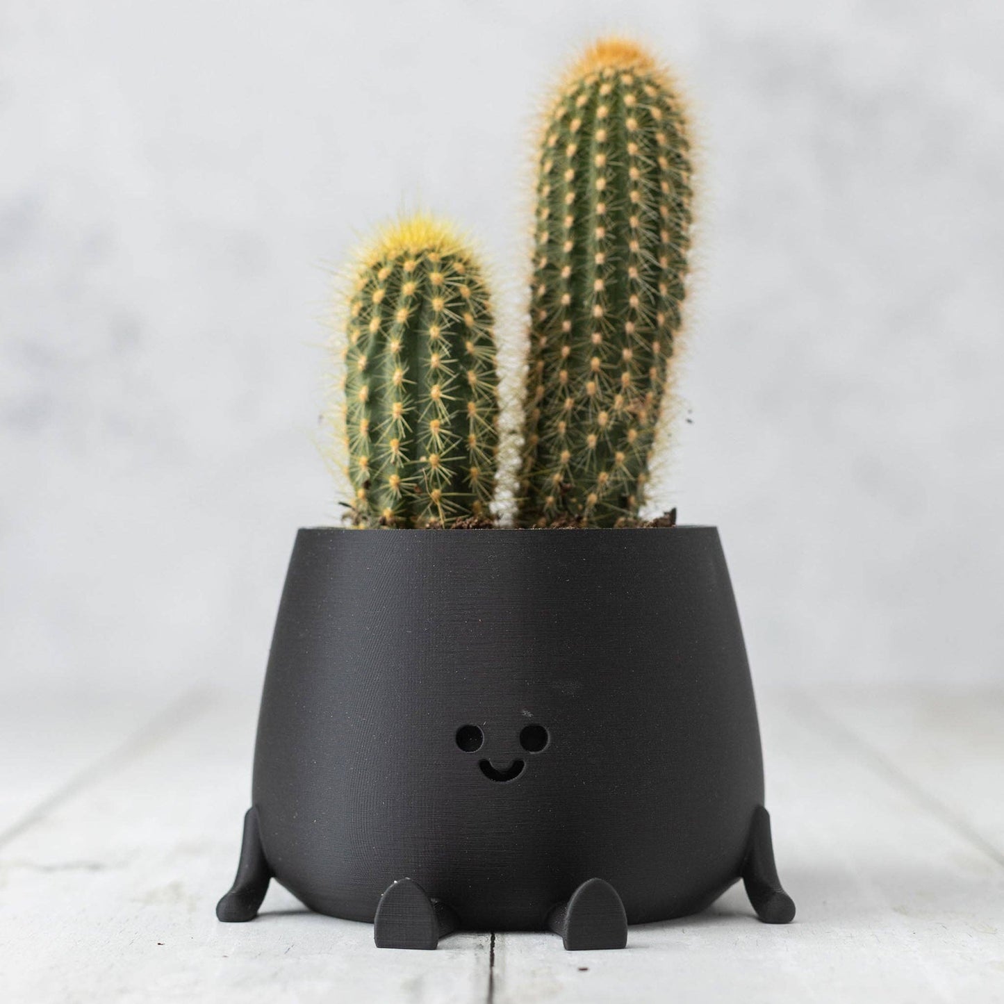 HAPPY POT MATTE BLACK | 3D-printed flowerpot