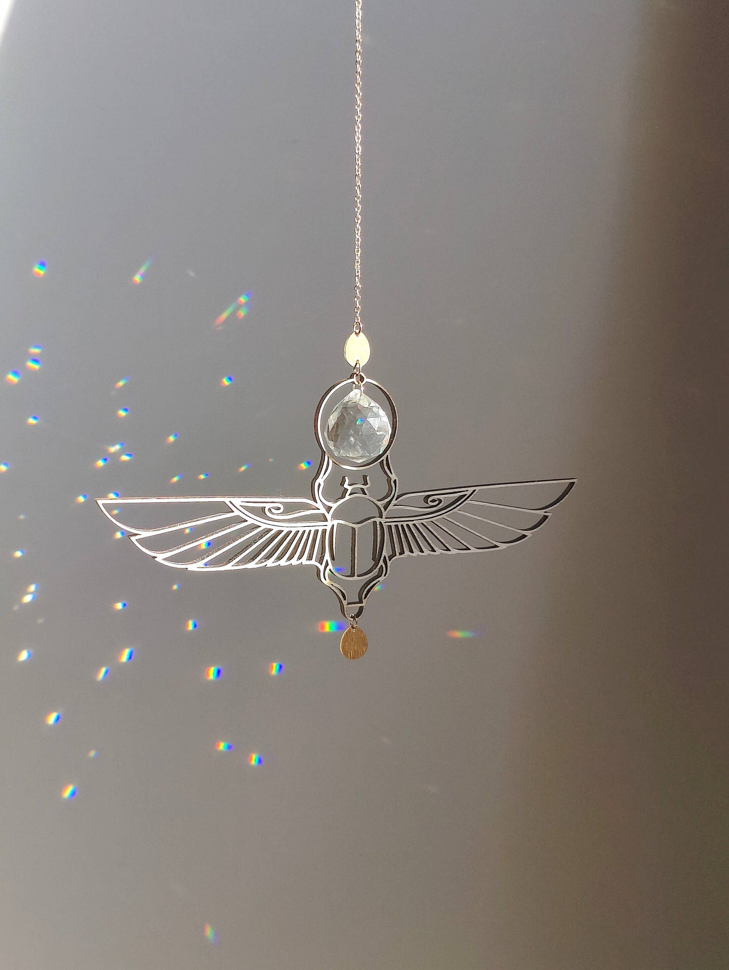 KHEPRI | Handmade suncatcher with glass crystal & wooden design