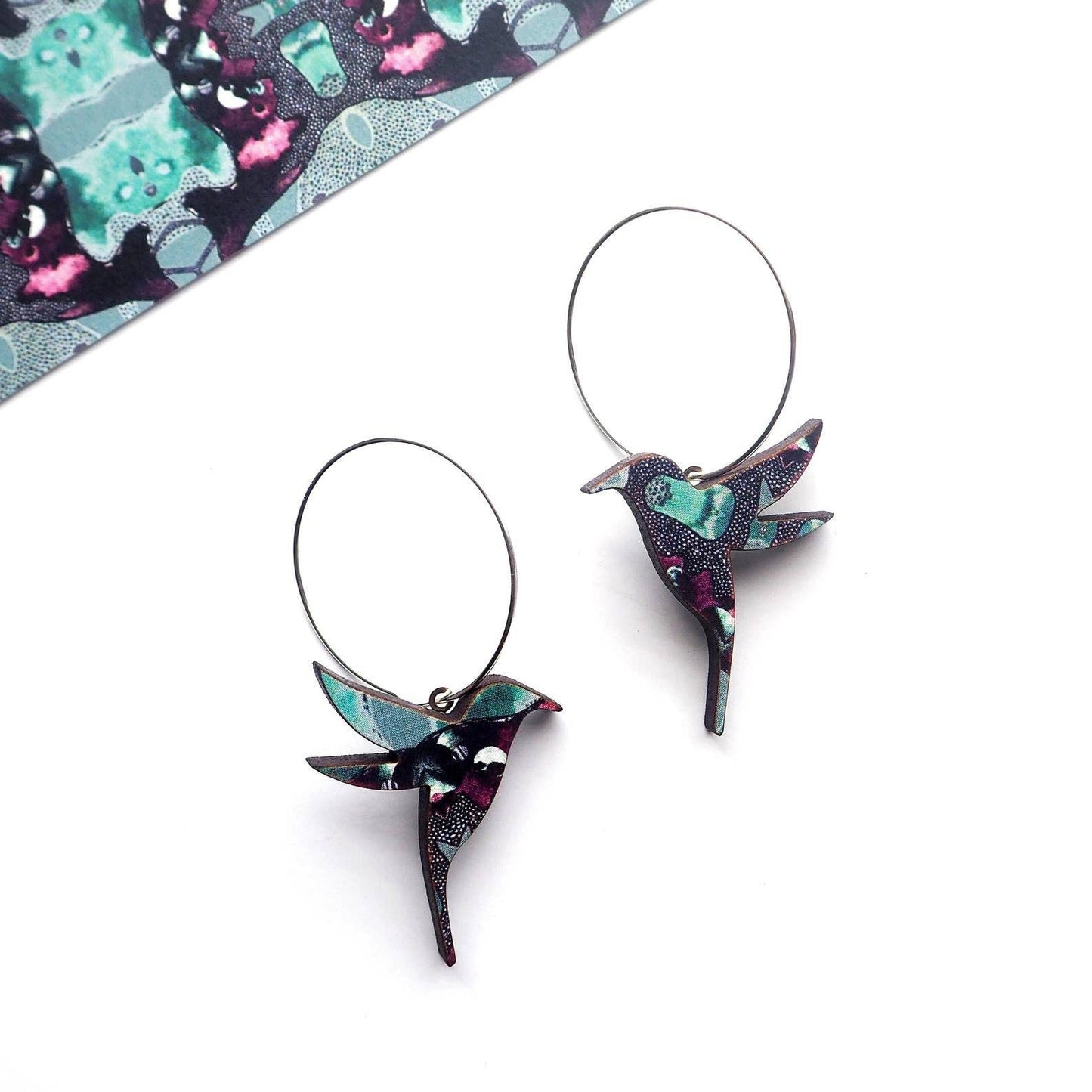 HUMMINGBIRD BLUE Hoop earrings | SILVER