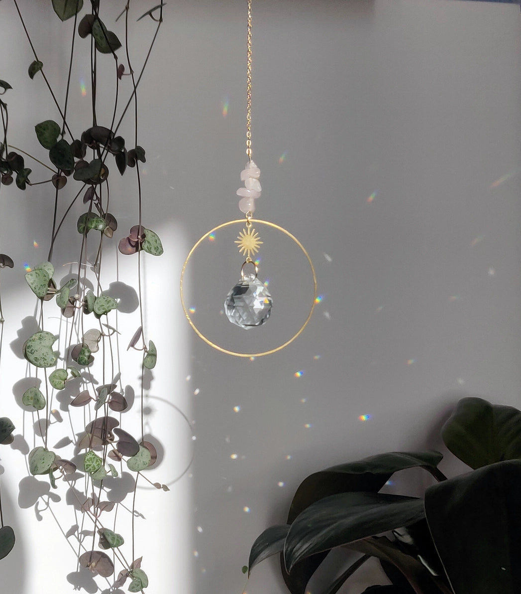 DOLCE GEMSTONE | Handgemachter Suncatcher mit Glaskristall & Edelsteinen