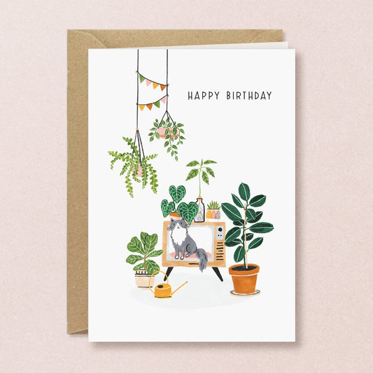 HAPPY BIRTHDAY CATS & PLANTS | GREETING CARD