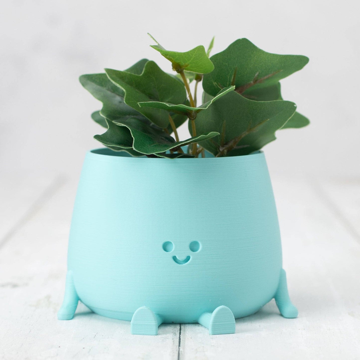 HAPPY POT LIGHT BLUE | 3D-printed flowerpot