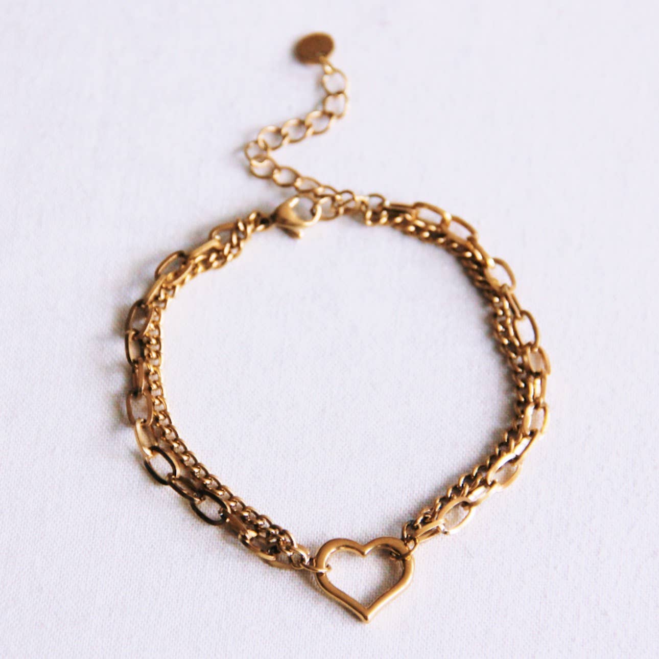 LOVELY | Doppelglied Armband mit Herz in Gold