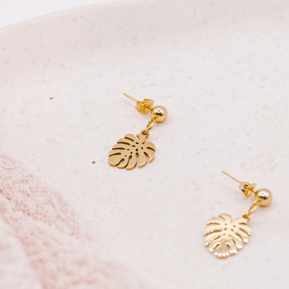 MONSTERA OHRRINGE EDELSTAHL | GOLD