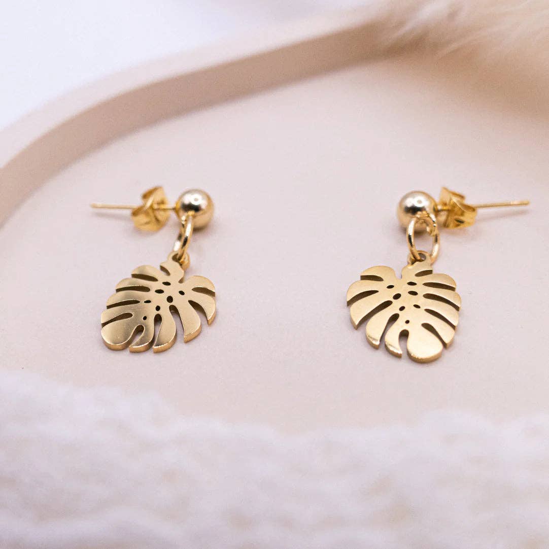 MONSTERA OHRRINGE EDELSTAHL | GOLD