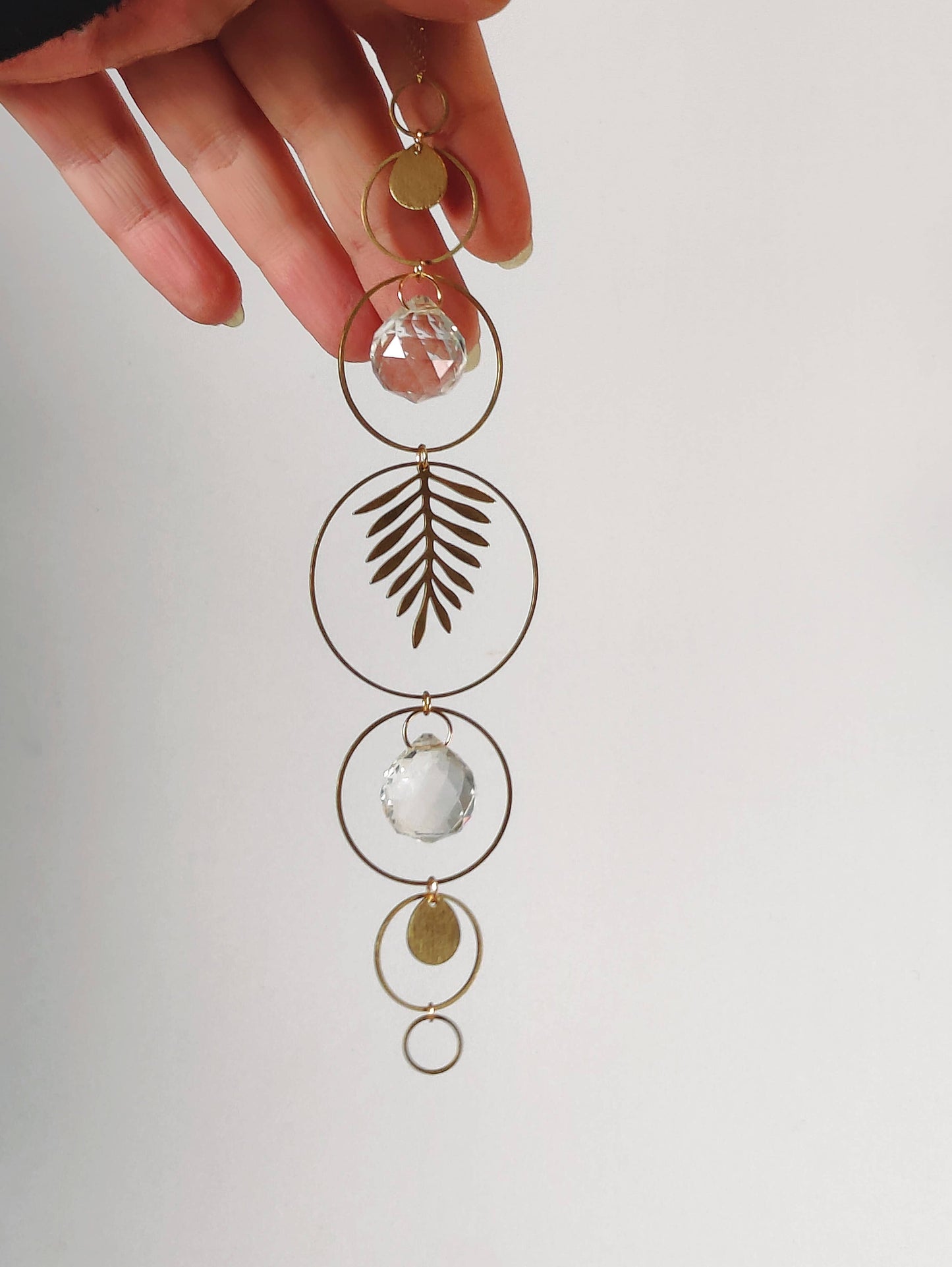 GAÏA | Handmade suncatcher with glass crystals &amp; golden leaf