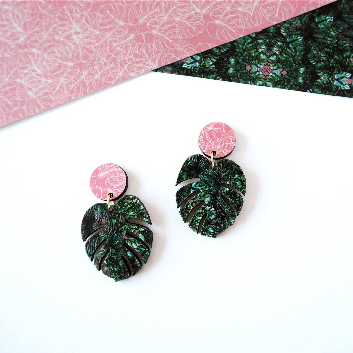 MONSTERA OHRRINGE | PINK & GREEN