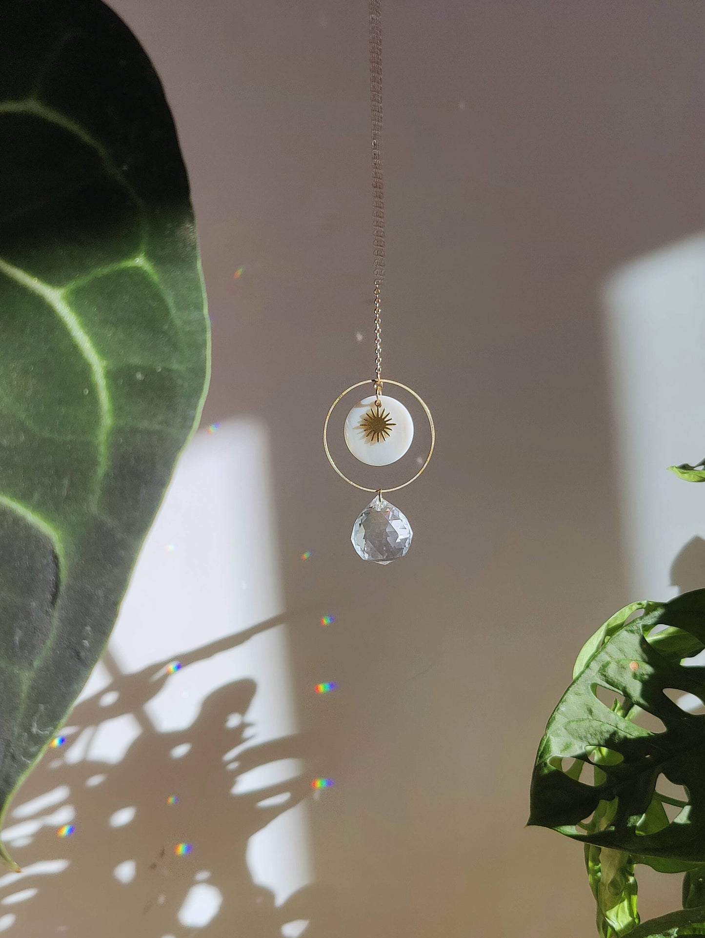 SOLAR | Handmade suncatcher made of glass crystal &amp; mother of pearl