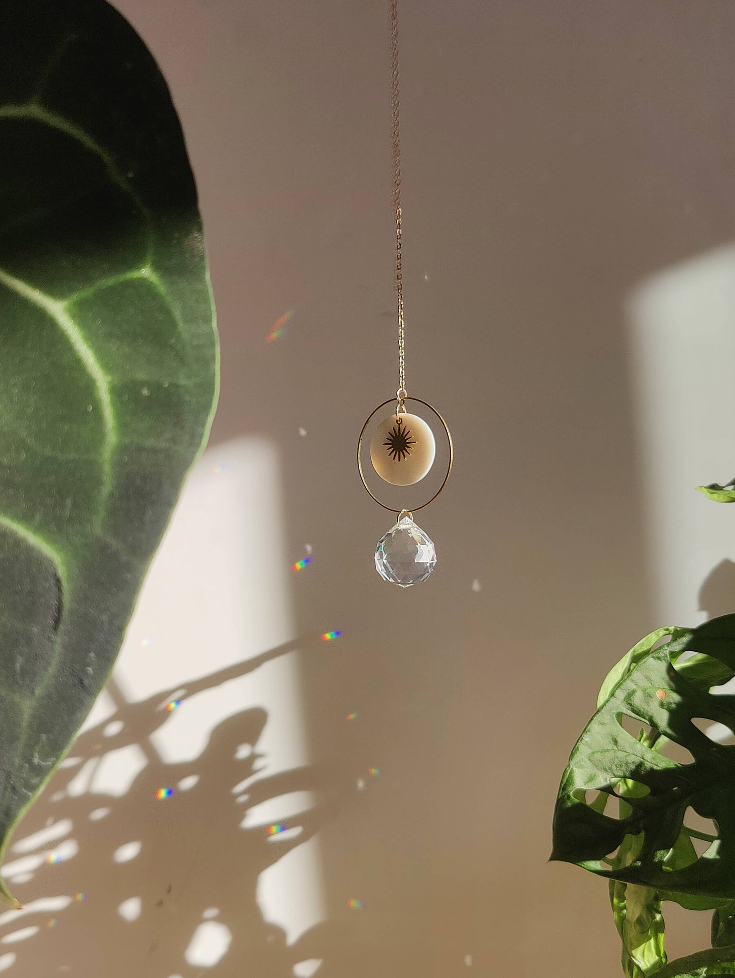 SOLAR | Handmade suncatcher made of glass crystal &amp; mother of pearl