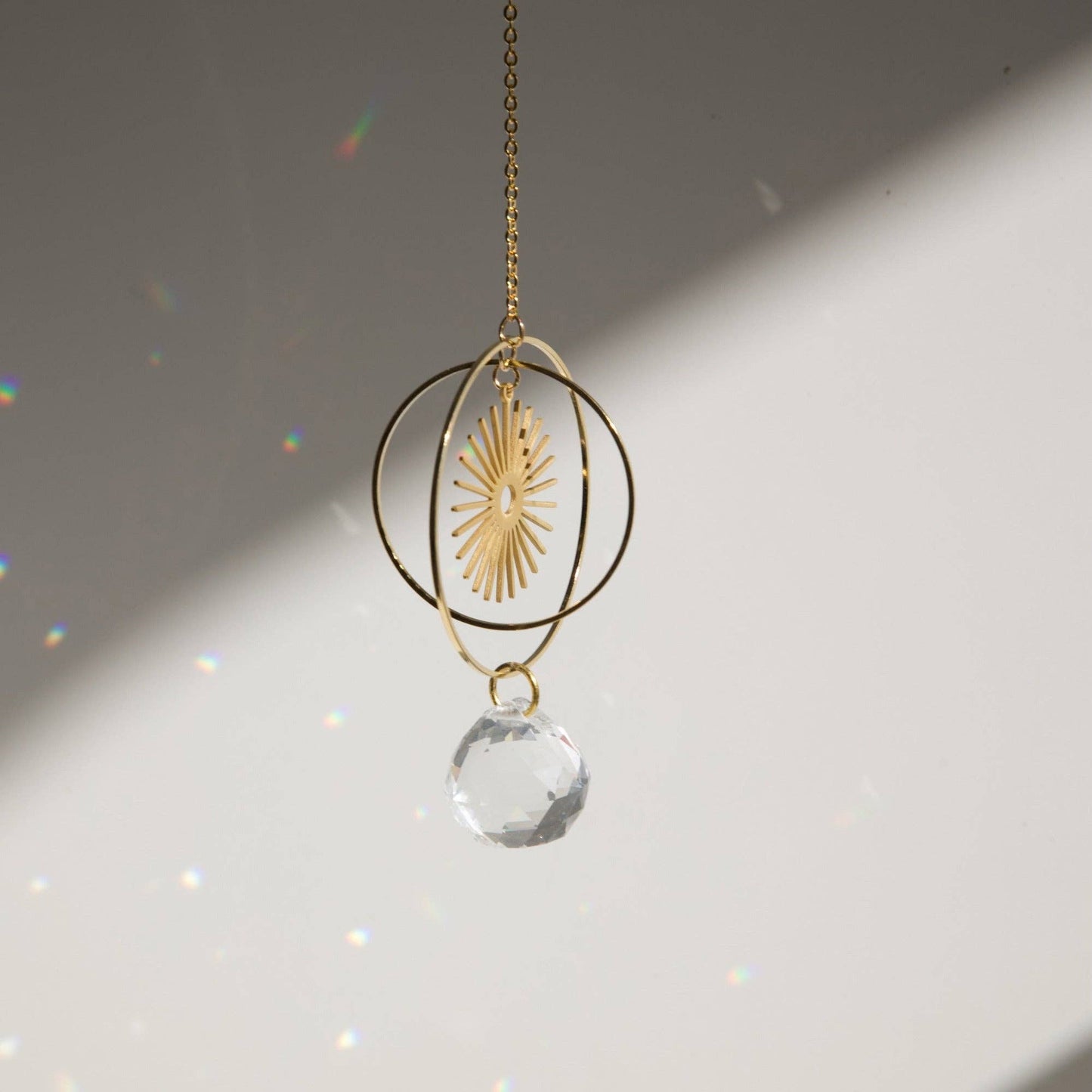 BLISS | Handgemachter Suncatcher mit Glaskristall & goldener Sonne