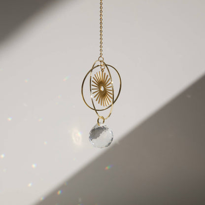 BLISS | Handgemachter Suncatcher mit Glaskristall & goldener Sonne