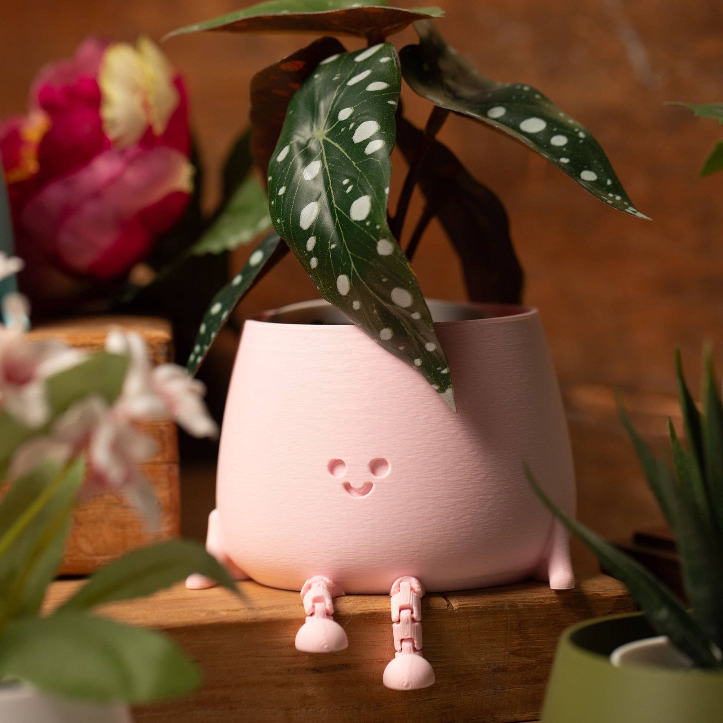HAPPY POT PEACH PINK | Flowerpot with feet from the 3D printer