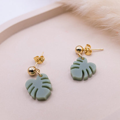 MONSTERA OHRRINGE ACRYL GREEN | GOLD