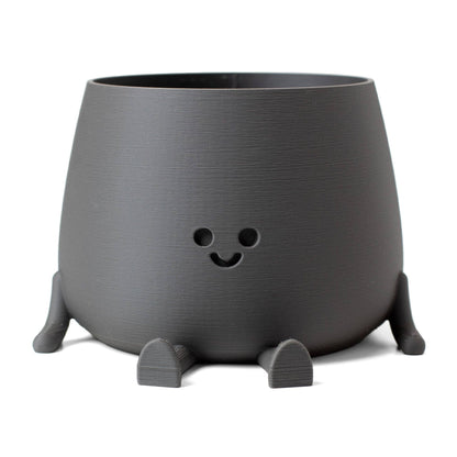 HAPPY POT MATTE GREY | 3D-printed flowerpot