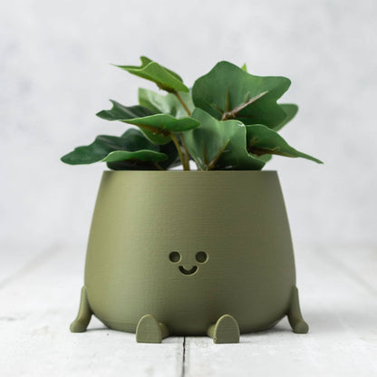 HAPPY POT MATTE GREEN | 3D-printed flowerpot