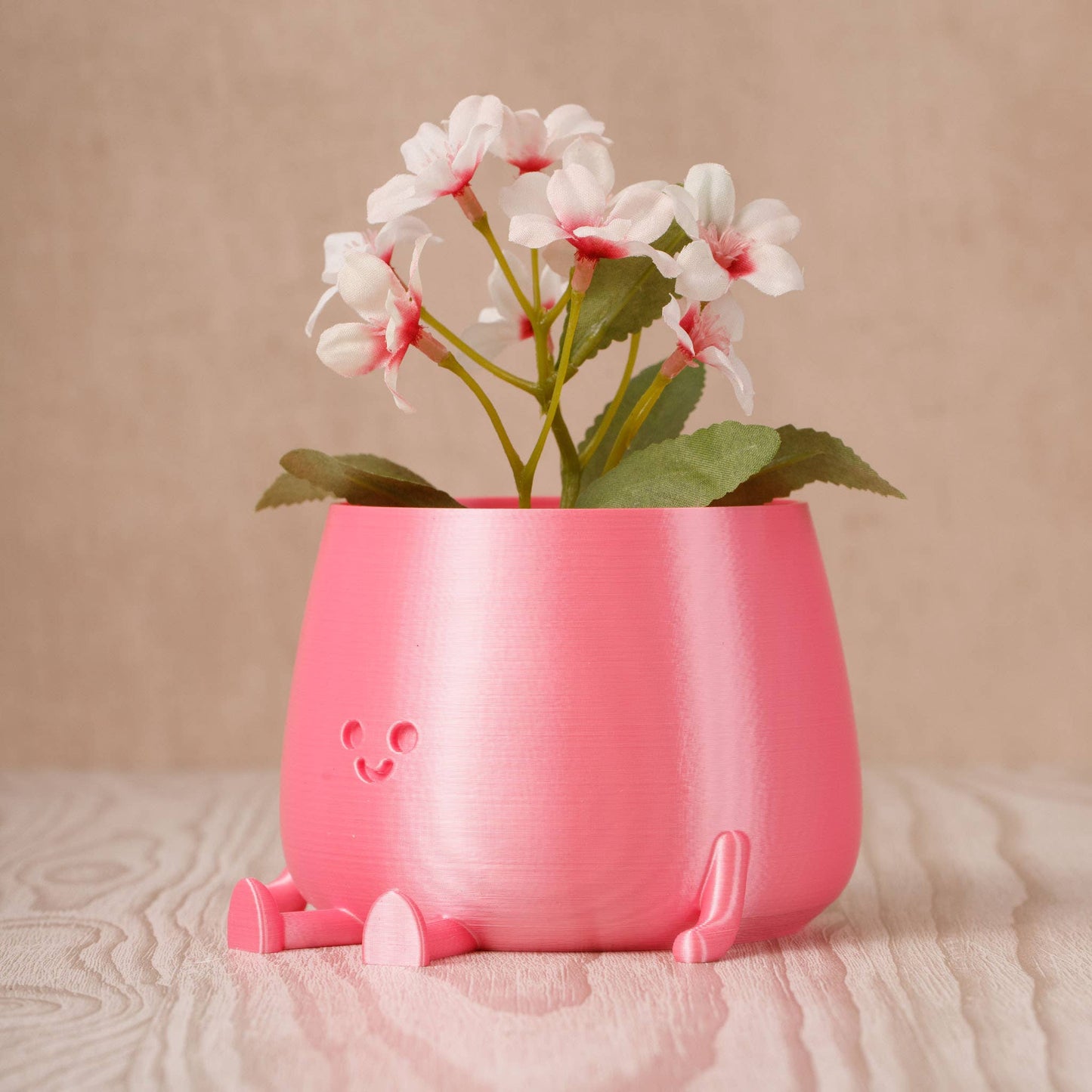 HAPPY POT SILK PINK | 3D-printed flowerpot