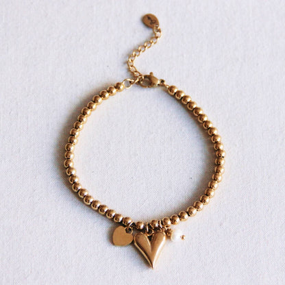 HEART & SOUL | Bracelet with heart and pearl in gold