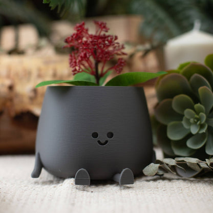HAPPY POT MATTE GREY | 3D-printed flowerpot