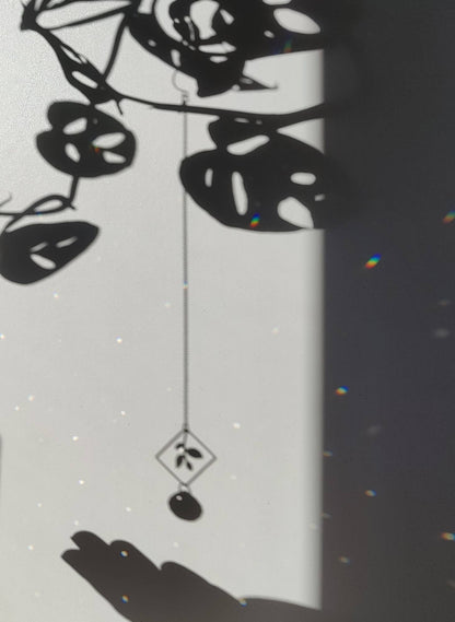 ASTRO EARTH | Handgemachter Suncatcher mit Glaskristall & goldenem Blatt