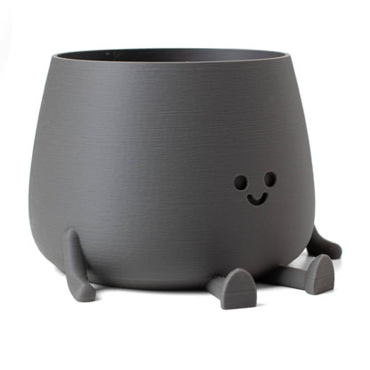 HAPPY POT MATTE GREY | 3D-printed flowerpot