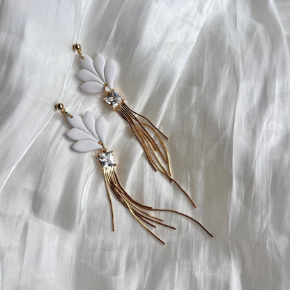 WATERFALL | Blatt Ohrringe in Weiß und Gold