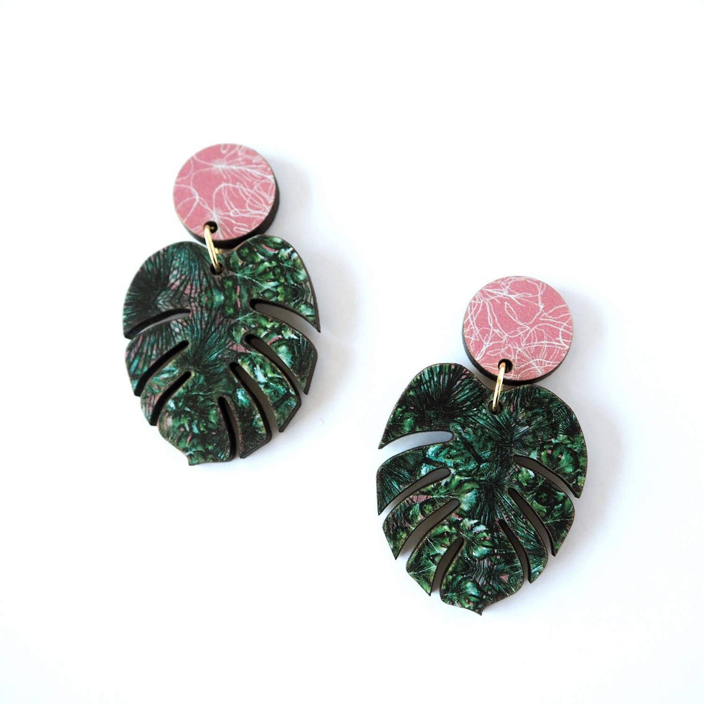 MONSTERA OHRRINGE | PINK & GREEN