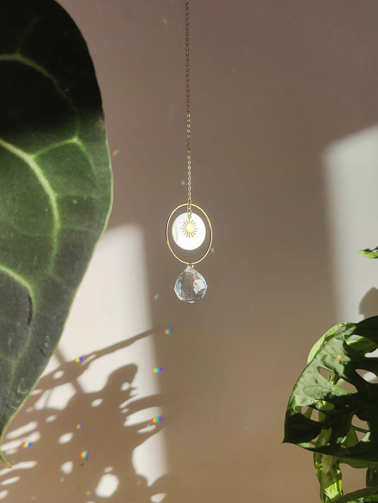 SOLAR | Handmade suncatcher made of glass crystal &amp; mother of pearl