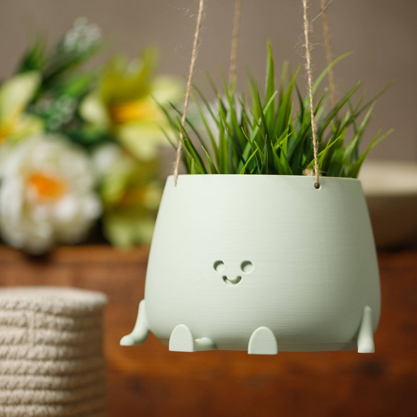 HAPPY POT SAGE GREEN | 3D-printed hanging basket