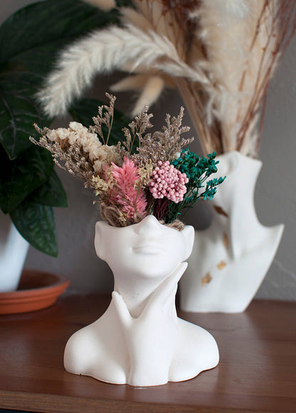 MUSE | Handgemachte Vase mit Gesicht für Trockenblumen