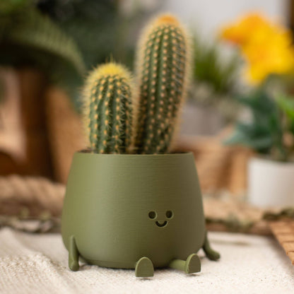 HAPPY POT MATTE GREEN | 3D-printed flowerpot