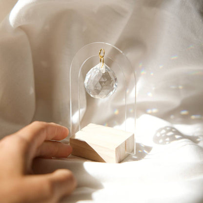 ARCHIE | Handmade suncatcher with glass crystal &amp; wood, standing