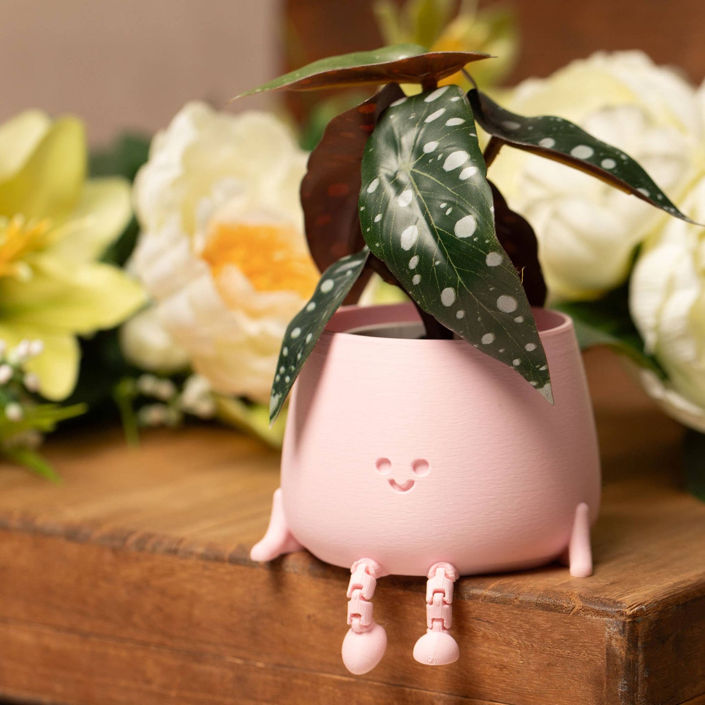 HAPPY POT PEACH PINK | Flowerpot with feet from the 3D printer