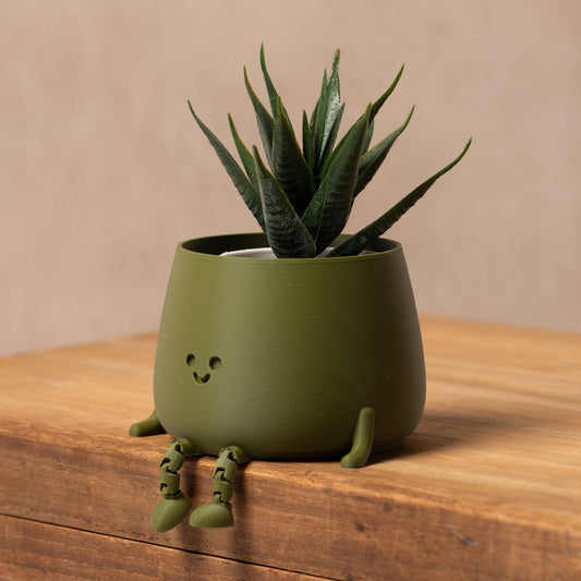 HAPPY POT MATTGRÜN | Blumentopf mit Füßchen aus dem 3D Drucker