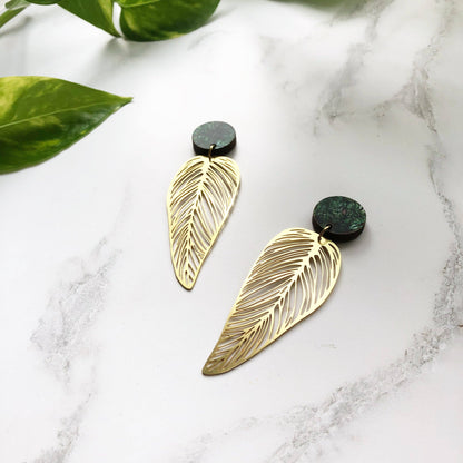 BOUCLES D'OREILLES À MOTIF FEUILLE | OR