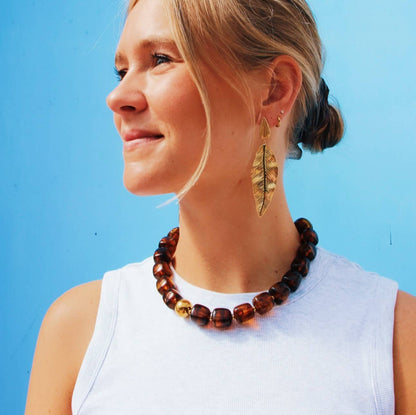 STATEMENT LEAF | Boucles d'oreilles florales en or 