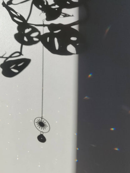 HELIOS | Handmade suncatcher with glass crystal &amp; golden sun