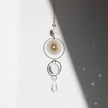 LEVER DE SOLEIL | Attrape-soleil fait main avec cristal de verre et soleil doré