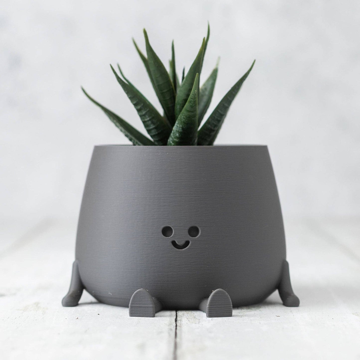 HAPPY POT MATTE GREY | 3D-printed flowerpot