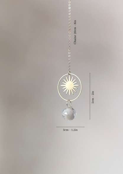 HELIOS | Handmade suncatcher with glass crystal &amp; golden sun
