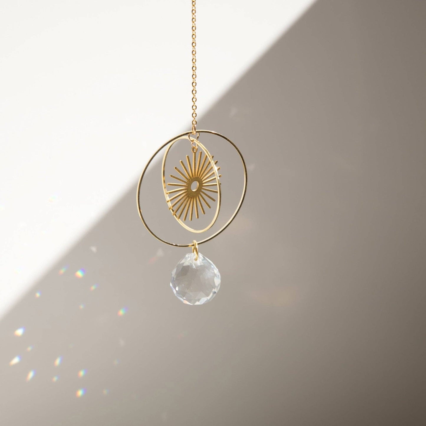 BLISS | Handgemachter Suncatcher mit Glaskristall & goldener Sonne