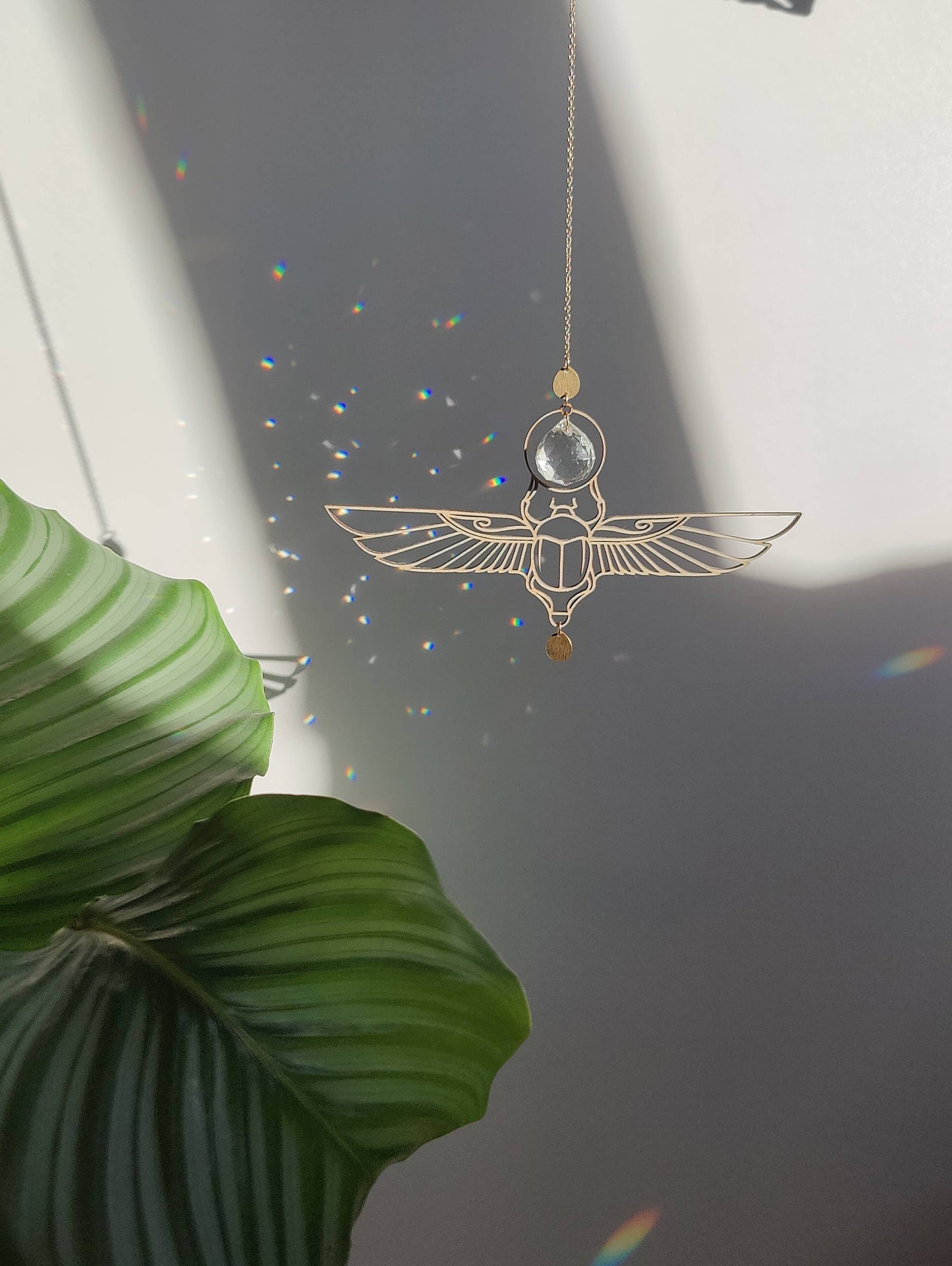 KHEPRI | Handmade suncatcher with glass crystal &amp; wooden design
